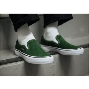 Vans Shoes Green Suede Pop Cush Limited Edition M7, WMNS 8.5 Low Top Skater Flat